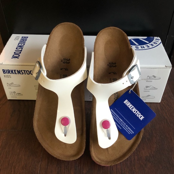 BNIB Birkenstock Gizeh white/pink Kids sz 33 - Picture 1 of 2